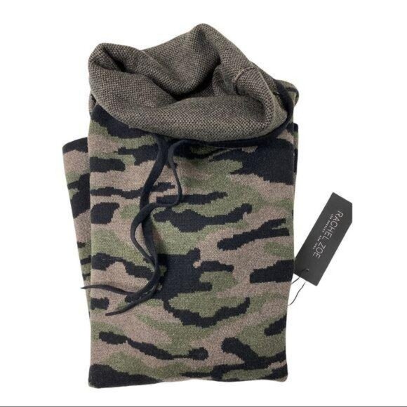 Rachel Zoe Camo Print Fold-Over Neck Sweater - Picture 2 of 6